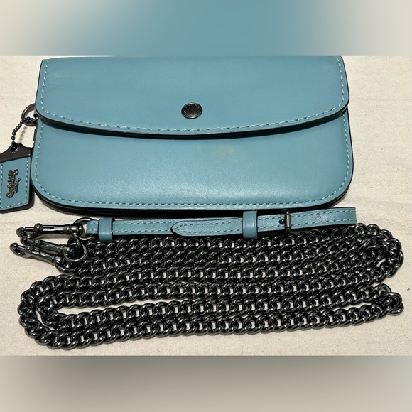 COACH 1941 Glovetanned Leather Clutch/Wristlet/Crossbody Bag in River Blue - Picture 7 of 12